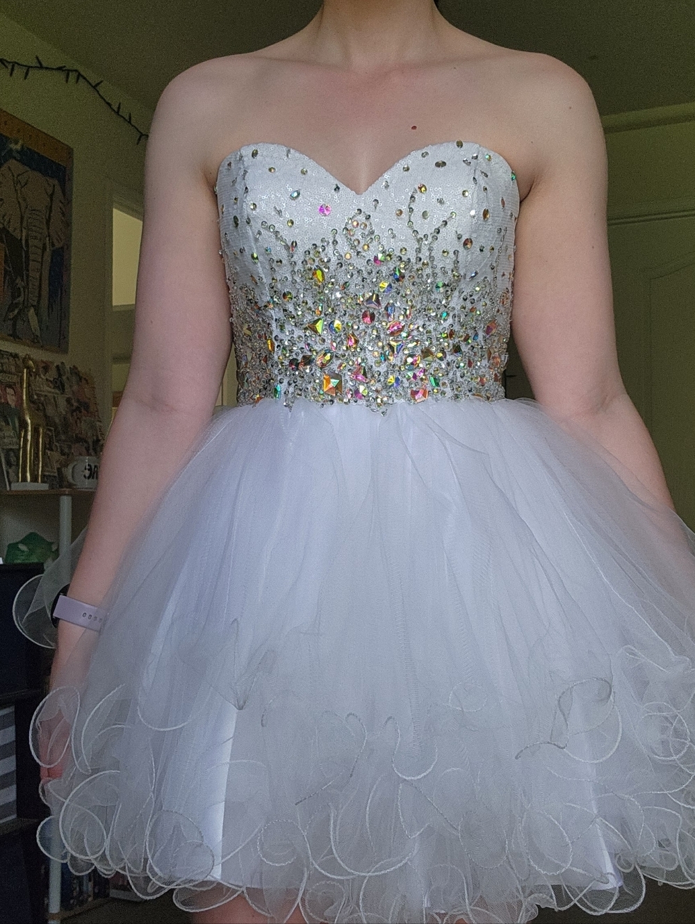 Let's White Satin Dress - Size S